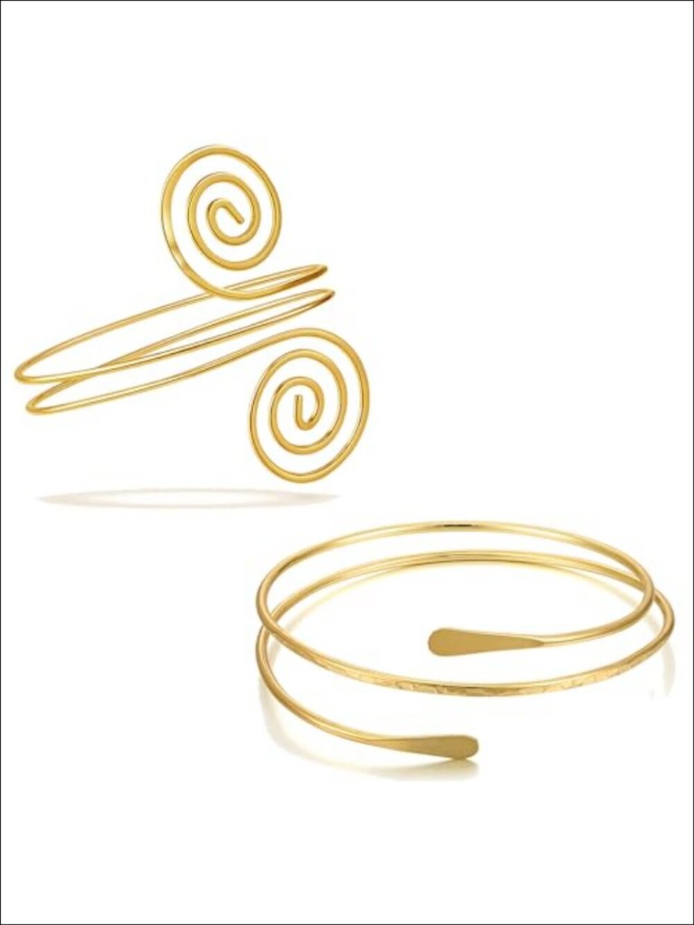 2PC Gold Coil Swirl Upper Arm Cuff Bracelet Set Adjustable